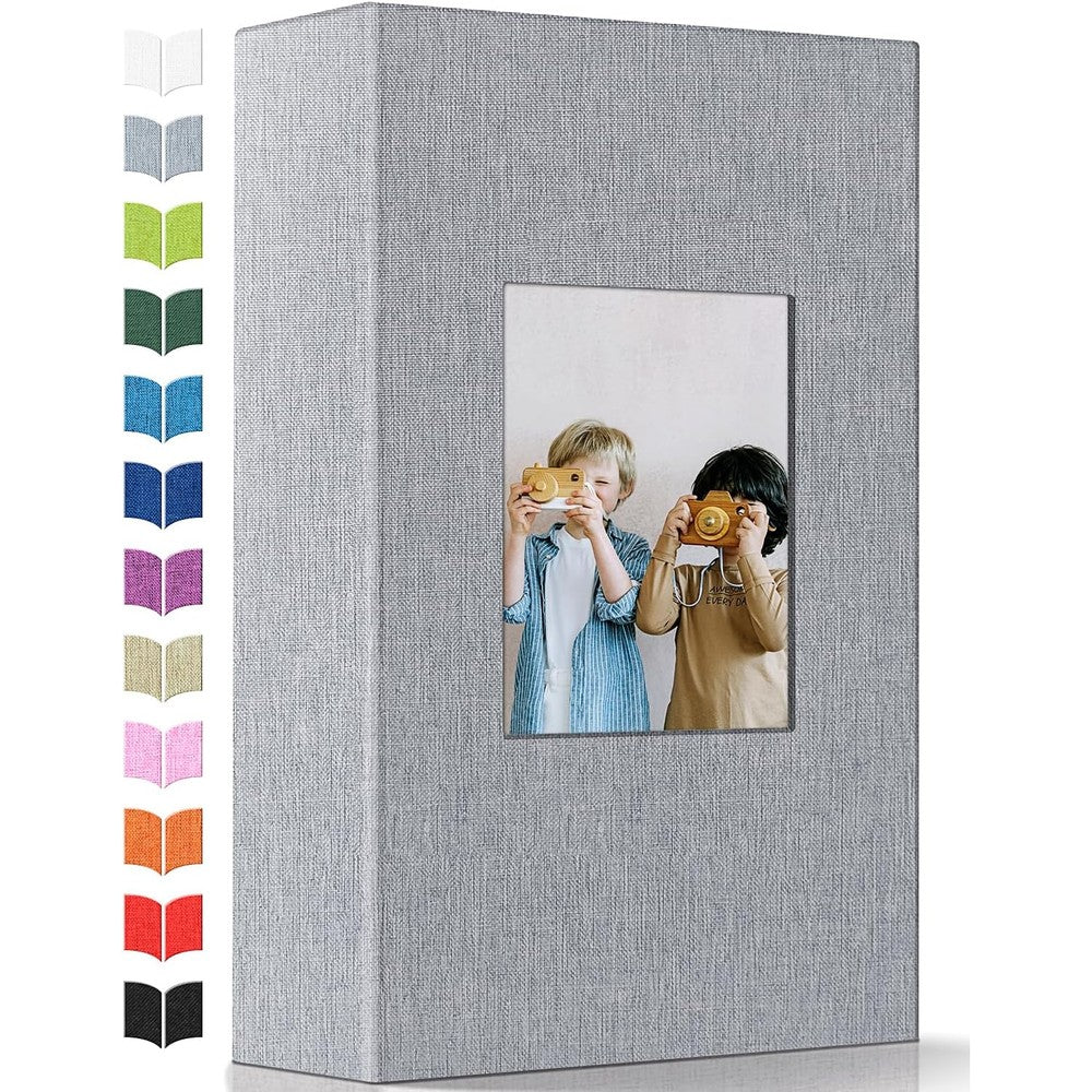 Artfeel photo album 4x6 with 300 pockets front view displaying gray linen cover