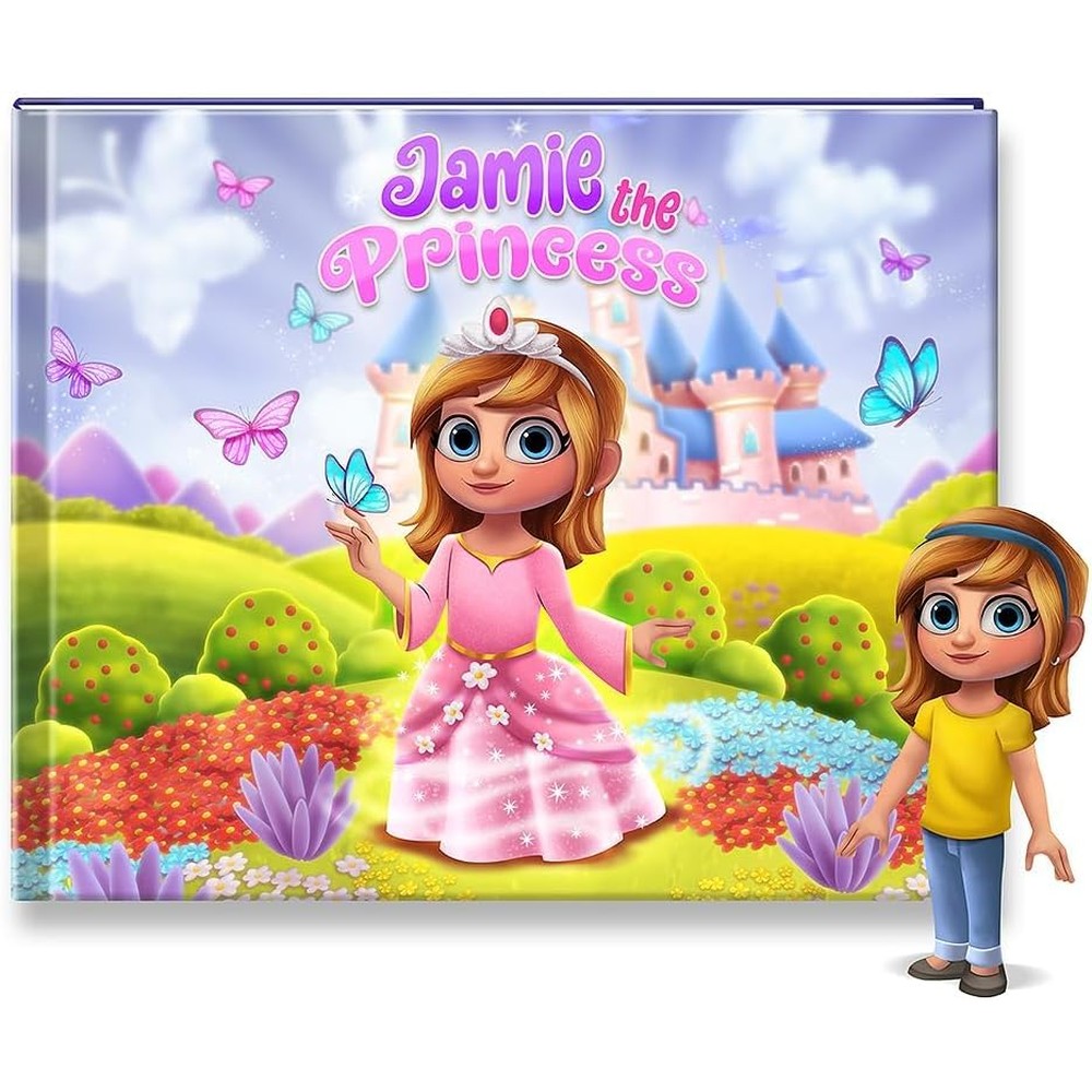 YourUniqueBigStory Personalized Princess Story Book front cover showing custom girl character in pink gown