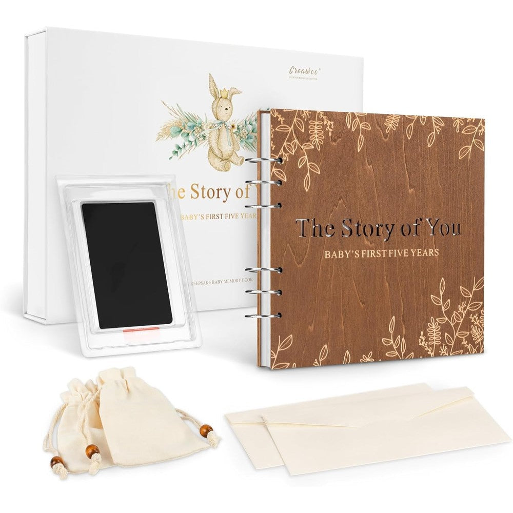 Creawoo Wooden Baby Memory Book Box front view authentic USA import