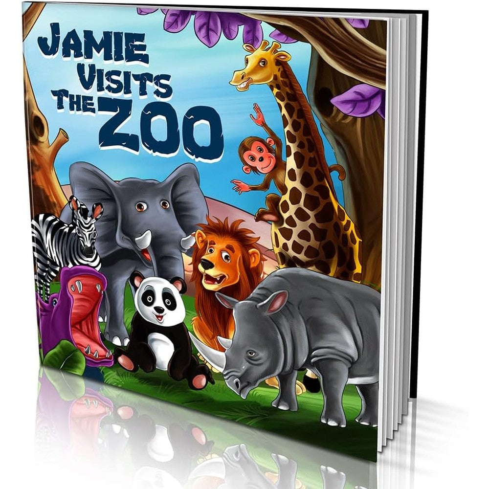 Dinkleboo personalized Visits The Zoo book front cover