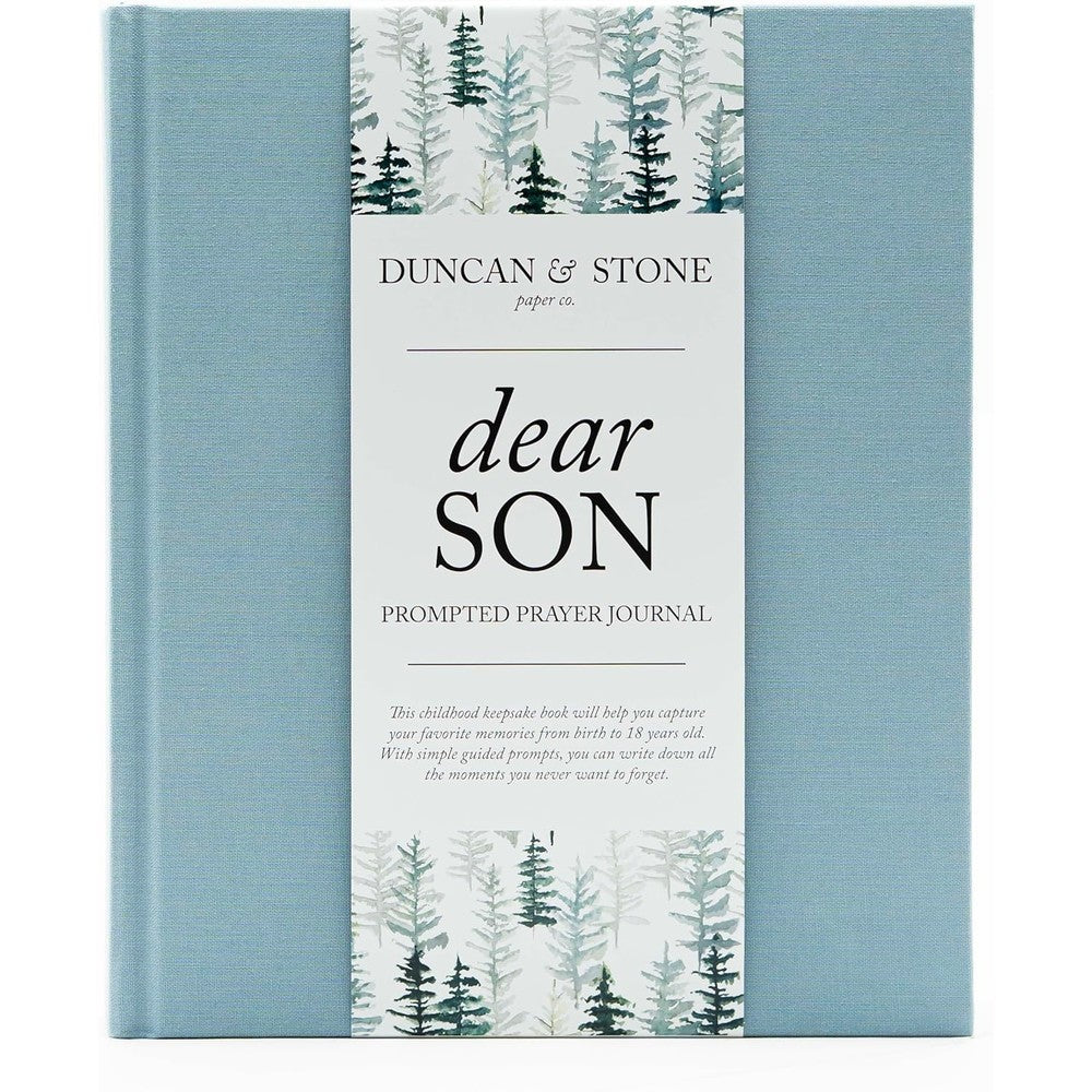Duncan & Stone Paper Co. Dear Son Prompted Prayer Journal And Childhood Keepsake Baby Memory Book In Blue Hardcover 230 Pages - Image 1