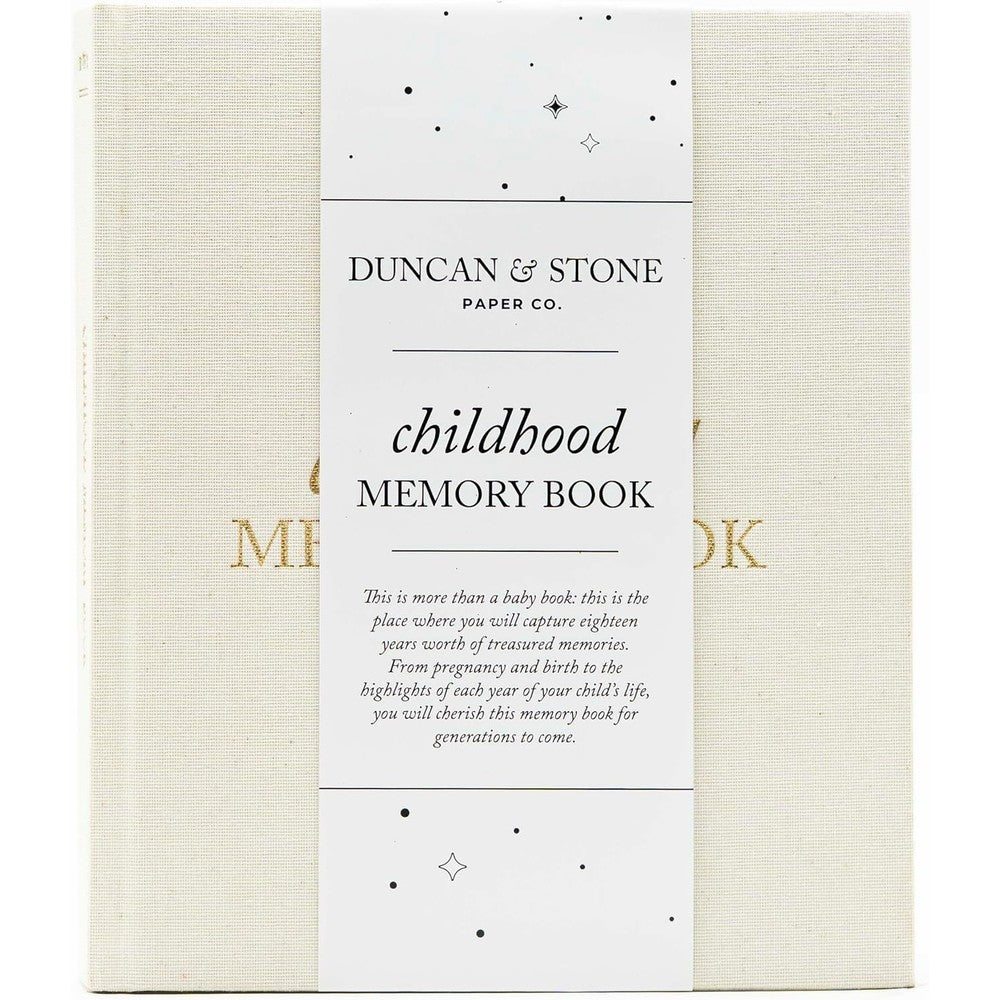 Duncan and Stone Paper Co. Childhood Memory Book front cover in cream linen