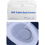 ICWEIMEI disposable toilet seat covers front view of the 250 piece dispenser box.