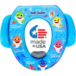 Nickelodeon Baby Shark soft potty training seat front view featuring colorful shark characters