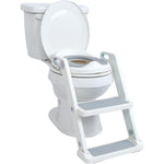 Nuby Step Ladder Toddler Potty Training Toilet Seat front view showcasing the grey cushion seat and integrated steps
