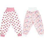 MOEMOE BABY leakproof diaper pants front view showing dino print overnight potty training shorts for toddlers.
