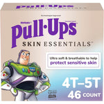Pull-Ups Boys Skin Essentials Potty Training Pants front view packaging showing design for sensitive skin.