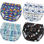 Joyo Roy four piece plastic underwear for potty training front view showing colorful boy prints.