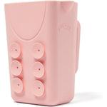 Rinzee Baby Bath Rinse Cup front view showcasing pink food grade silicone body and smooth rim.