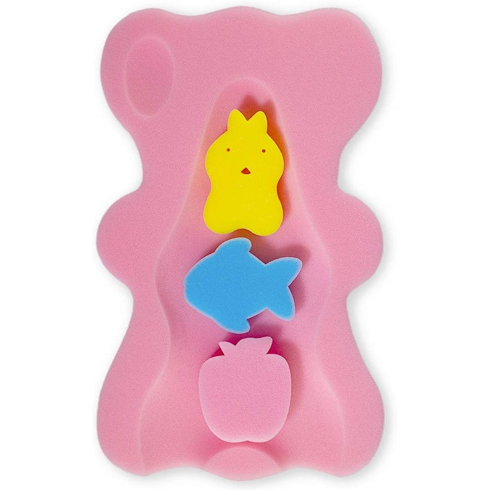 Fiabc pink soft infant bath sponge with skid-proof design