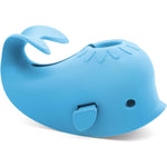 GameXcel baby bathtub faucet cover front view in azure blue whale shape.