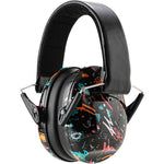 Kimitimi Kids Noise Reduction Ear Muffs Black Graffiti front view for hearing protection