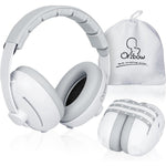 Orzbow 2-in-1 Baby Ear Muffs white front view for noise protection