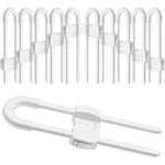 Terdewe 10 pack white 4 button U-shaped cabinet locks front view