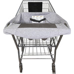 Boppy Compact Shopping Cart Cover in Gray Heathered front view on grocery cart