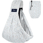 CUBY Wrap Baby Sling Carrier front view in Blue Flower pattern