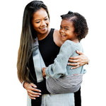 JJ Cole Sola Toddler Sling Carrier front view in gray color