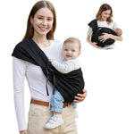 MISSWISDOM baby sling carrier front view showing wide padded shoulder strap on parent