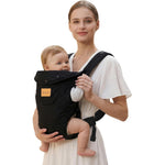 Shiaon baby carrier newborn to toddler front view black color ergonomic chest design
