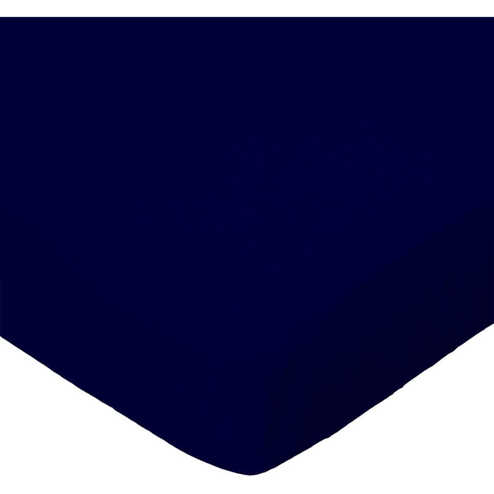 SheetWorld fitted portable mini crib sheet front view solid navy cotton bedding