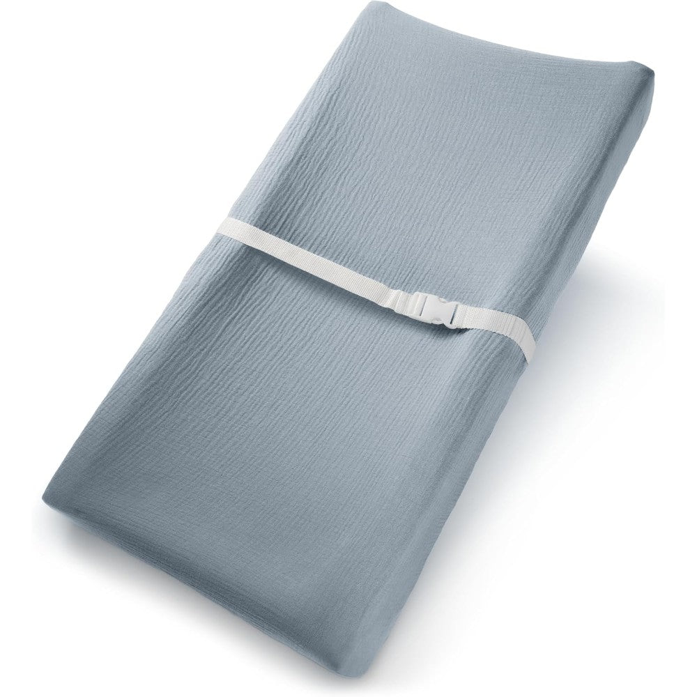 Comfy Cubs muslin fitted changing pad cover in Pacific Blue