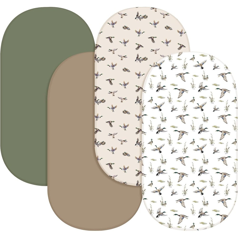 CroBlissful 4 Pack Mallard Duck Bassinet Sheets front view