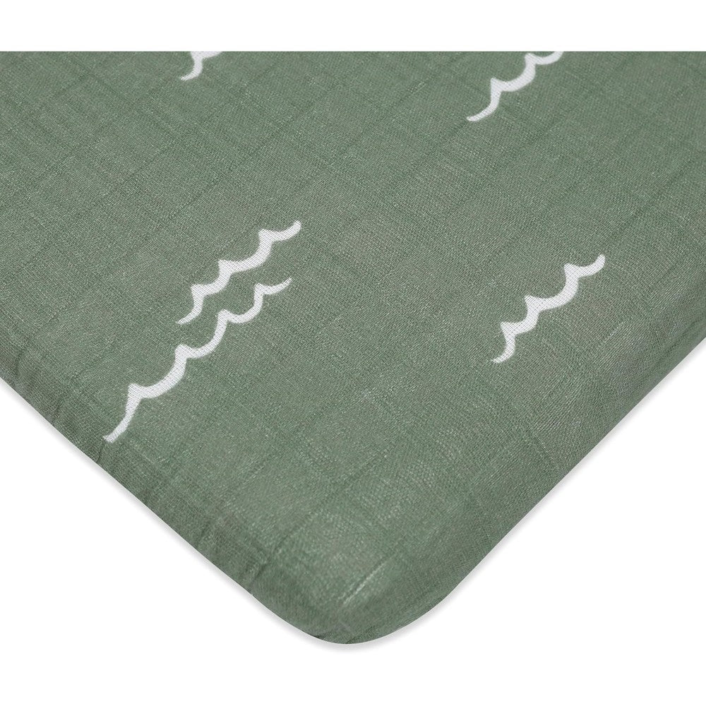 Babyletto organic cotton bassinet sheet ocean waves pattern