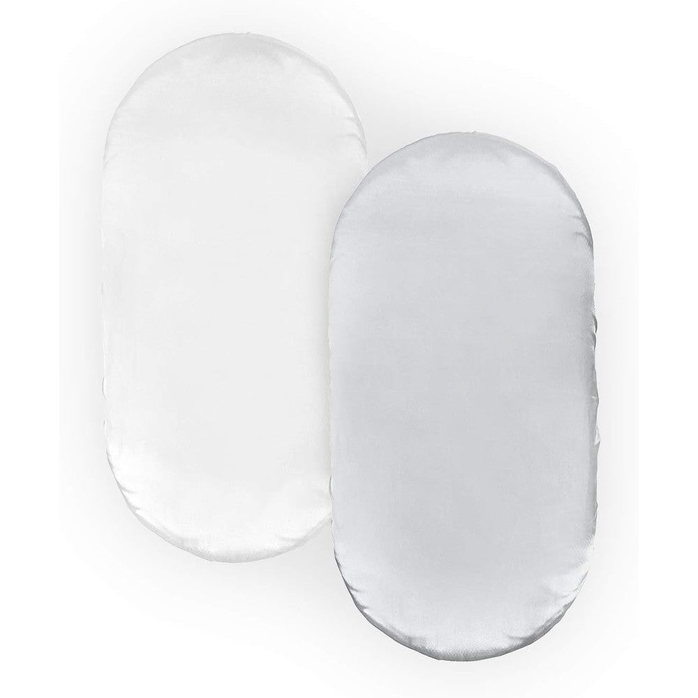 Pro Goleem satin bassinet sheet 2 pack white and gray set