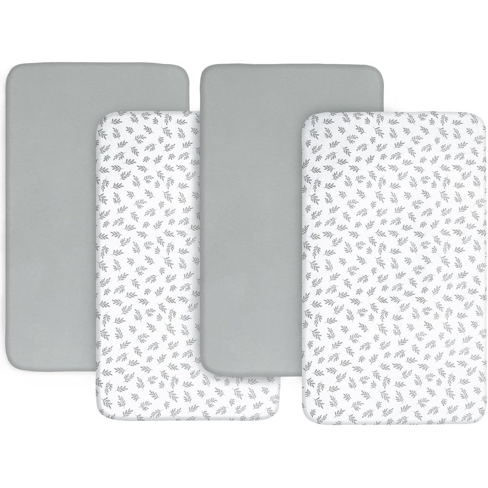 Biloban 4 pack baby bassinet sheets in grey