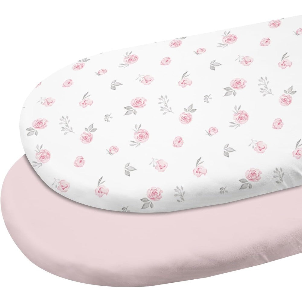 Gllquen Baby organic cotton bassinet sheets pink floral set