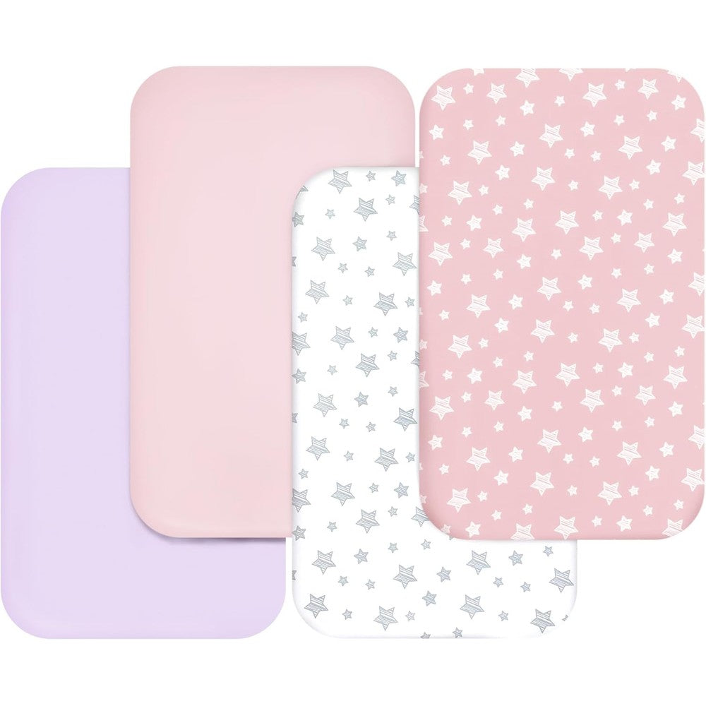 Moonsea bassinet sheets 4 pack pink front view