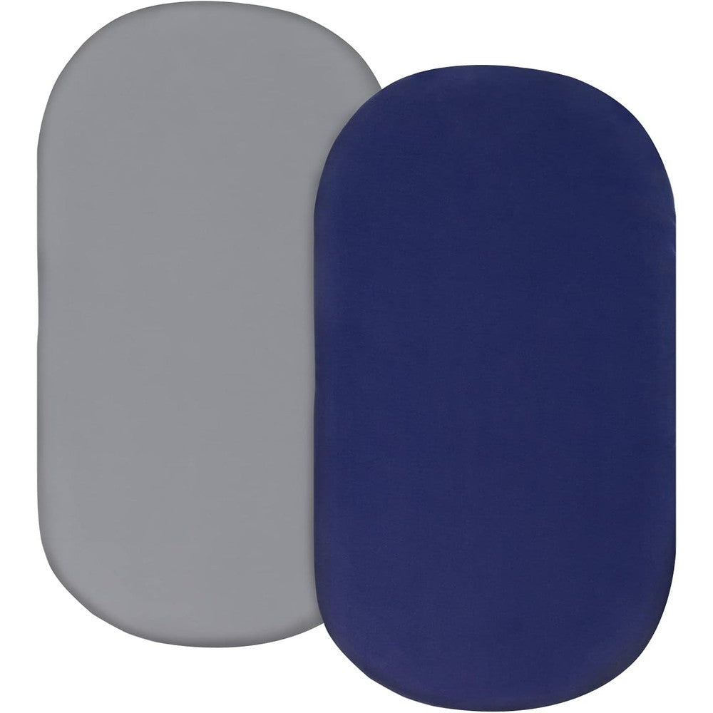 Coldwind bassinet sheet set 2 pack grey and navy front view