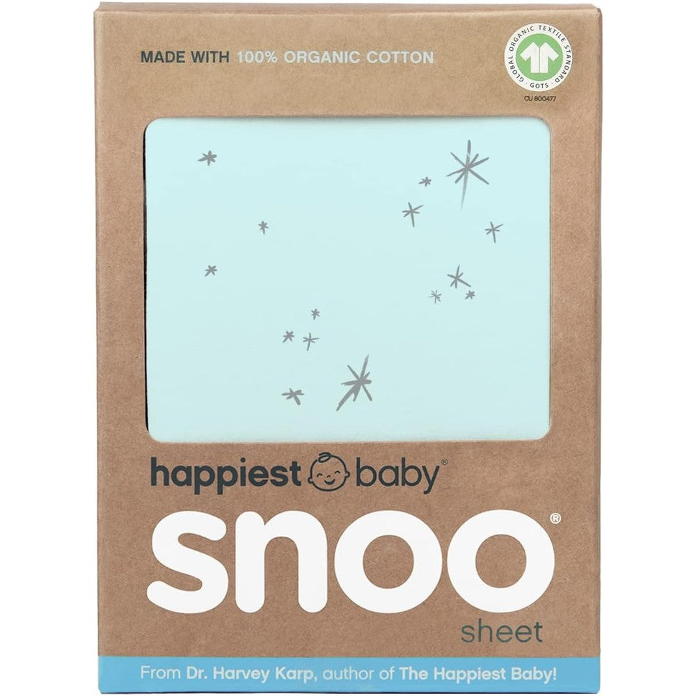 Happiest Baby SNOO Bassinet Fitted Sheet Teal Galaxy front view