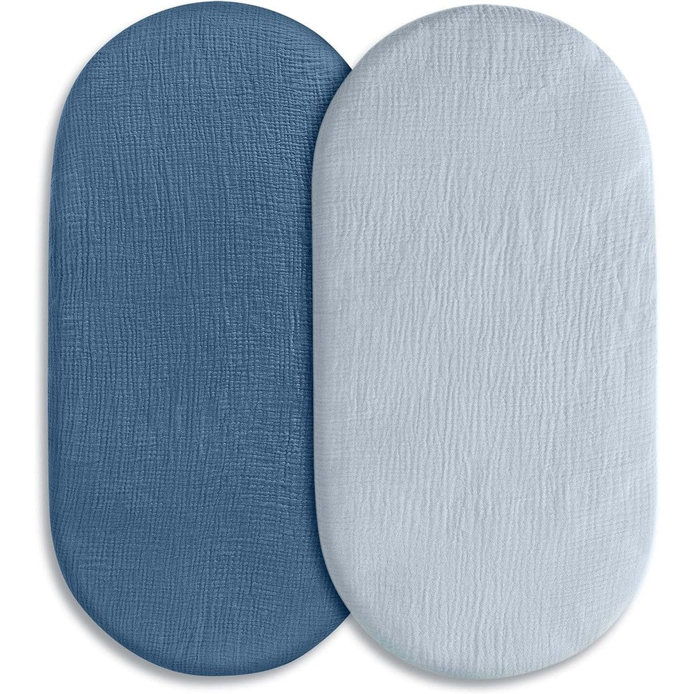 Lyrichom Baby muslin bassinet fitted sheets 2 pack front view