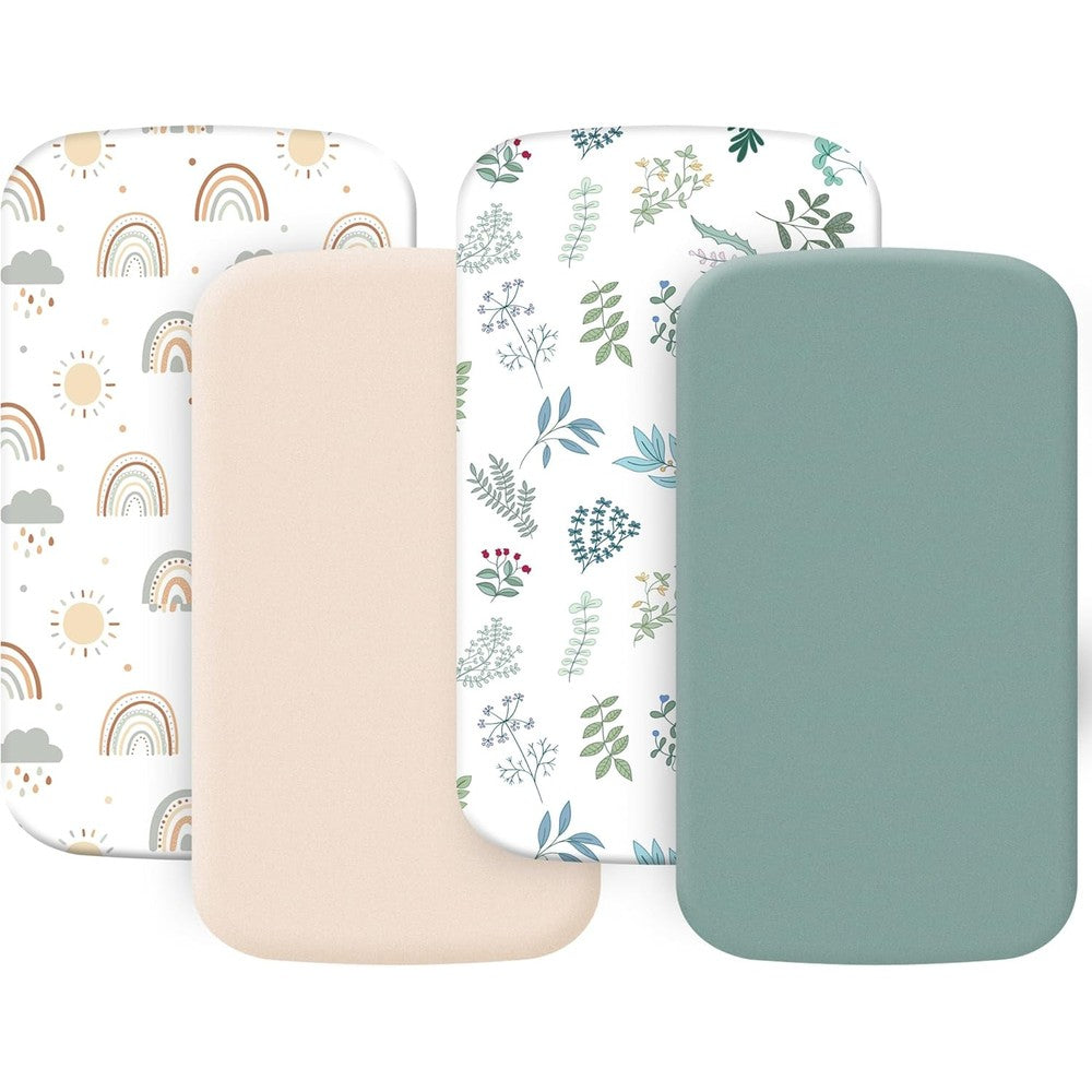 Haleeone 4 Pack Bassinet Sheets front view set