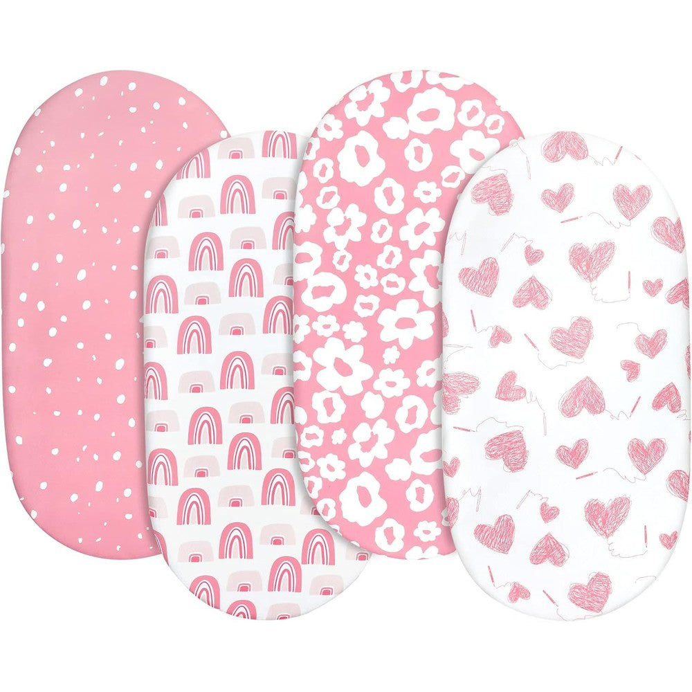 Gllquen Baby Bassinet Sheets 4 Pack Love pattern front view