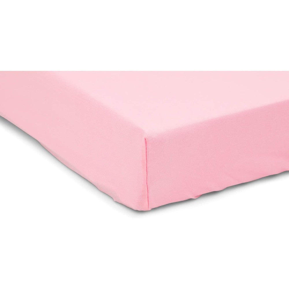 Babydoll Bedding mini co-sleeper poly cotton sheet pink front view on infant bassinet mattress
