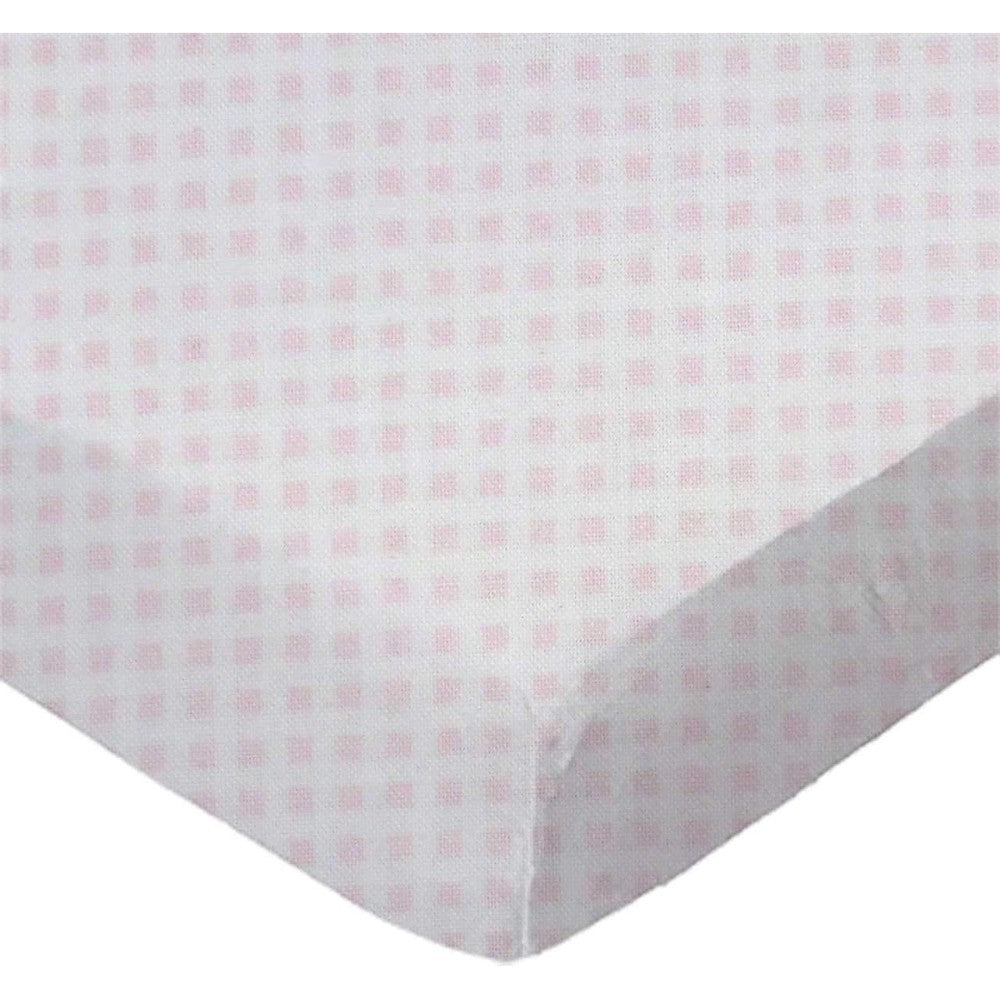 SheetWorld Fitted Cradle Sheet Pink Gingham front view on mattress