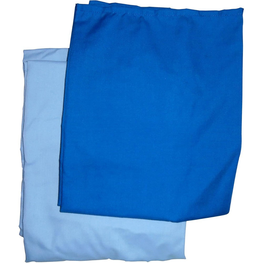 Baby Doll Bedding 2 Piece Cradle Sheet Set front view of light and royal blue fitted sheets