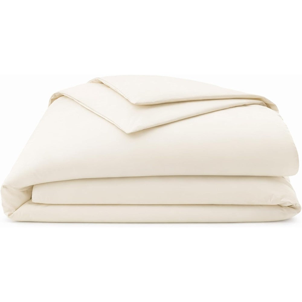 Organic Textiles sateen organic cotton fitted crib sheet in ivory front view on a standard baby mattress.