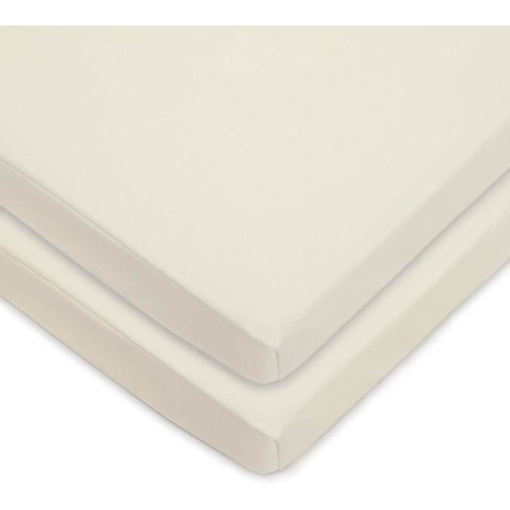 American Baby Company organic cotton fitted cradle sheet pack front view showcasing natural cream color fabric.