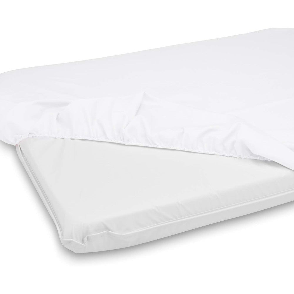 BabyDoll Bedding cradle mattress and sheet combo front view white nursery bedding