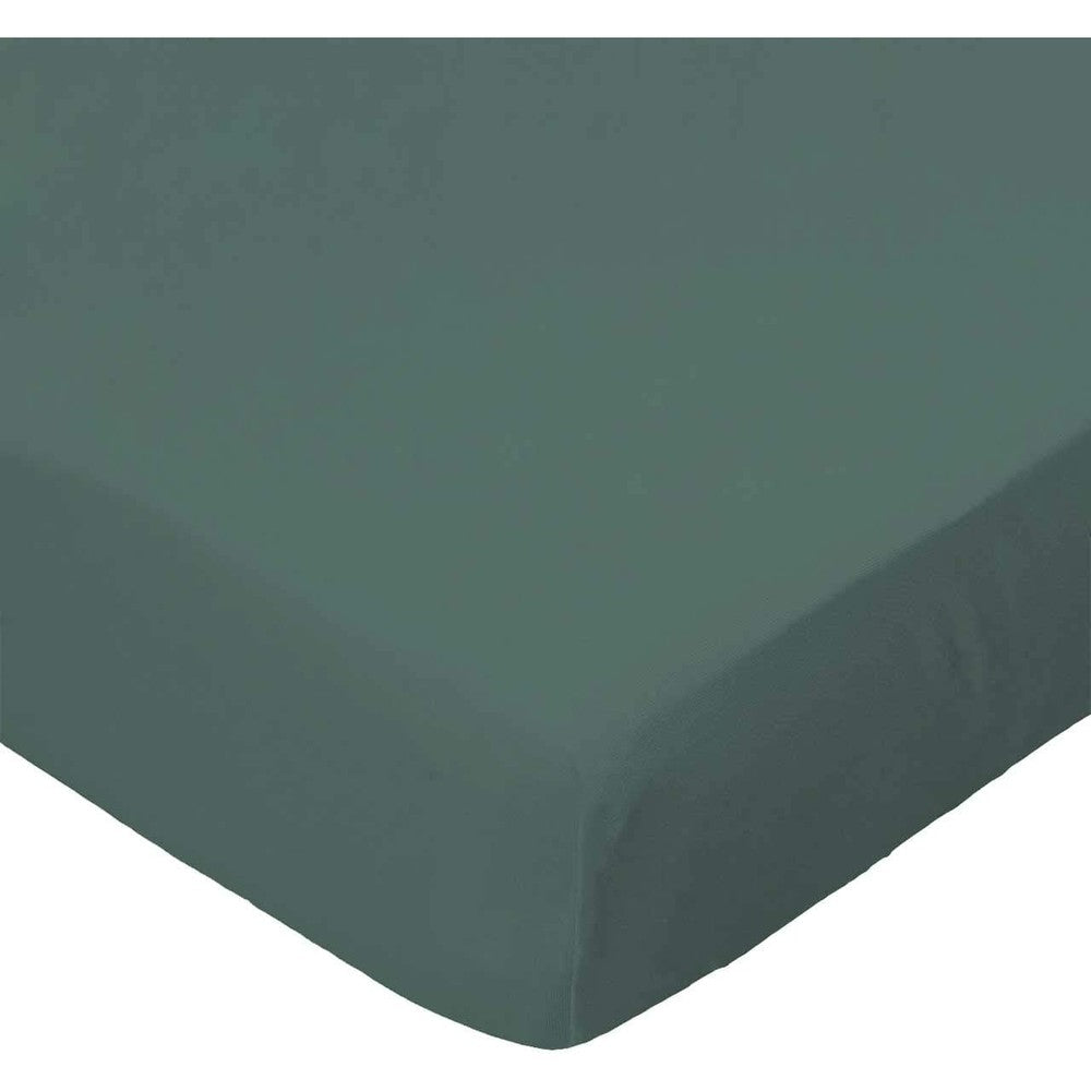 SheetWorld Baby Fitted Cradle Sheet front view hunter green woven cotton infant bedding