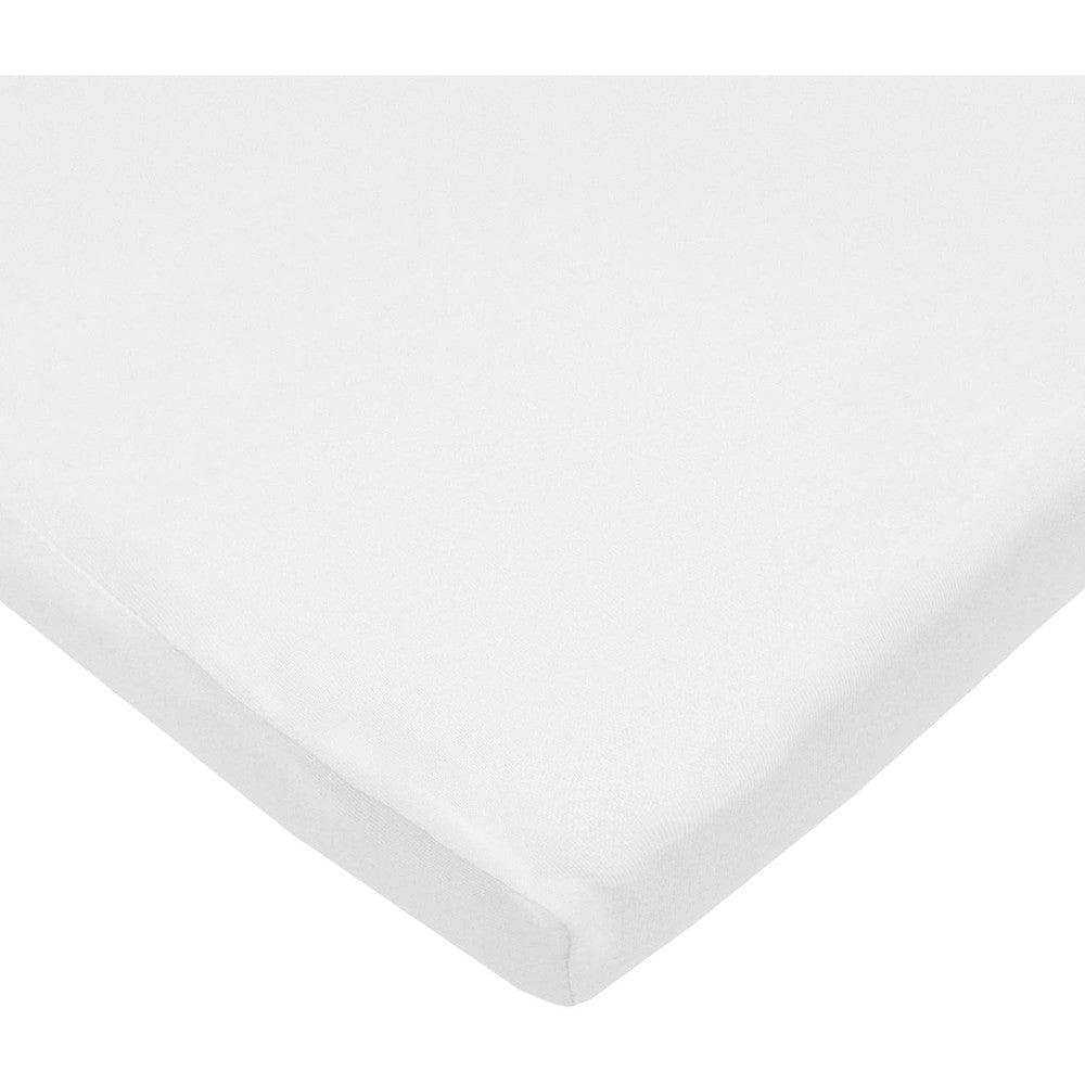TL Care supreme cotton jersey fitted cradle sheet front view showcasing smooth white fabric texture.