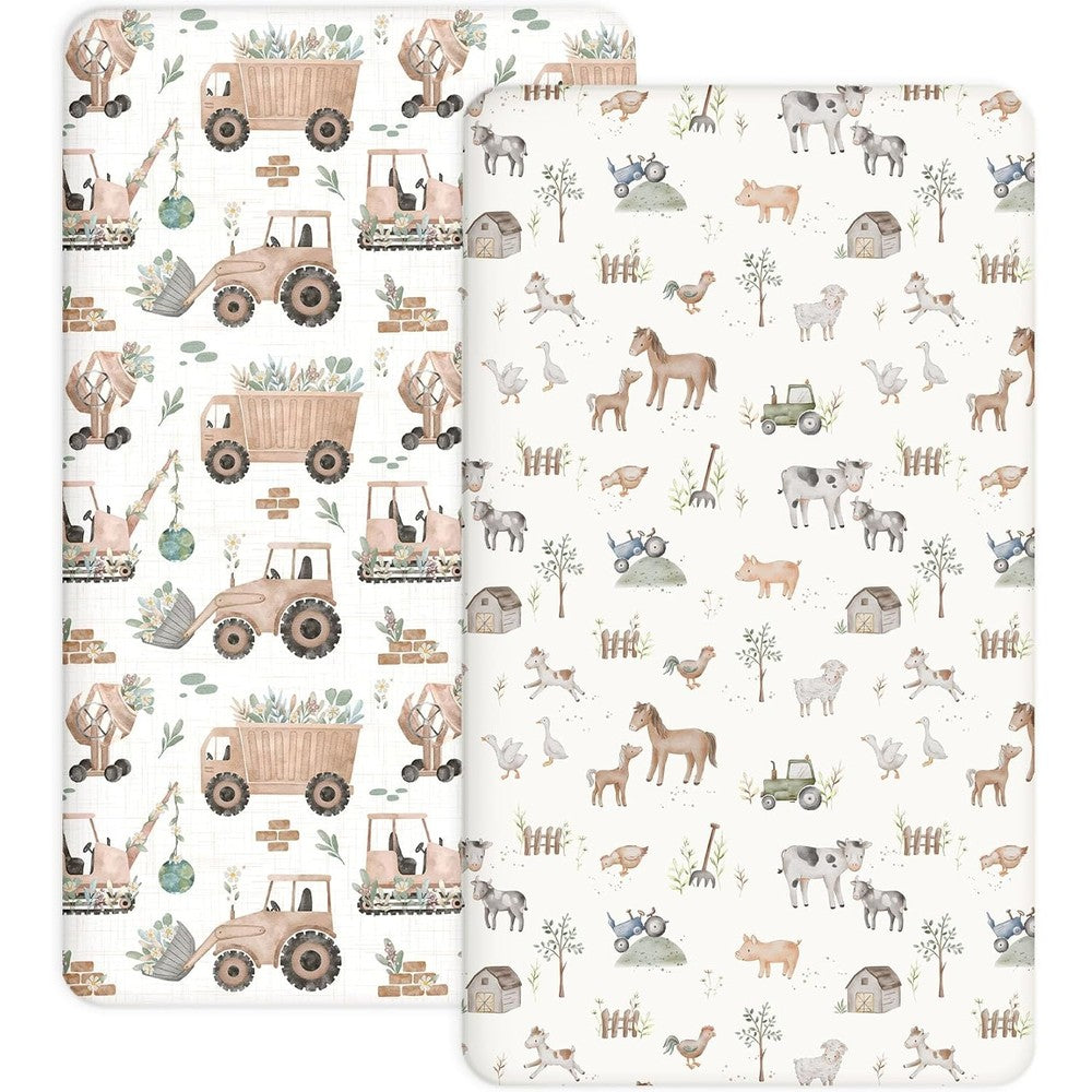 Woodiville pack and play fitted sheet set front view