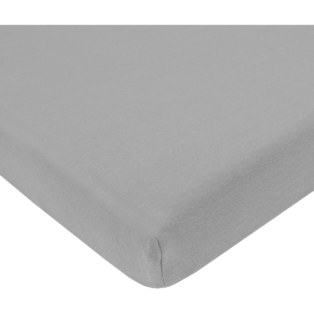 American Baby Company natural cotton fitted mini crib sheet in ash gray front view