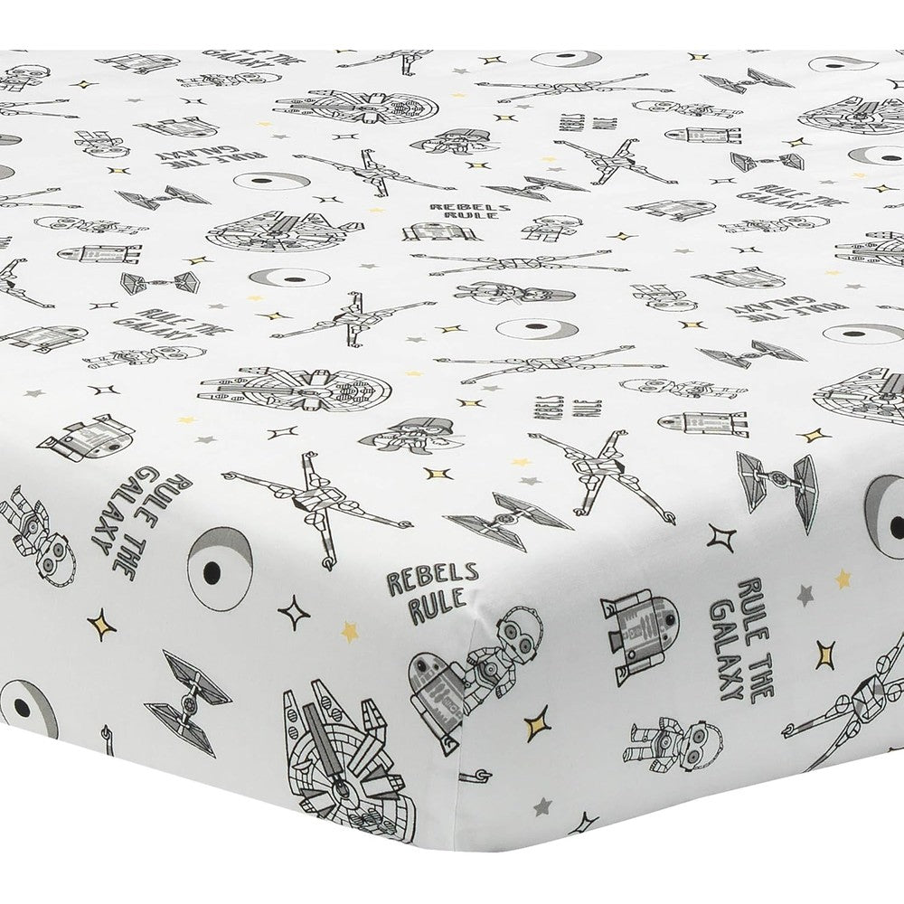 Lambs & Ivy Star Wars Rebels Rule crib sheet front view