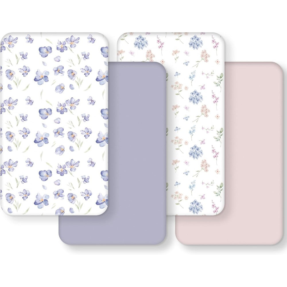 Fiemol baby crib sheets girl 4 pack floral print front view
