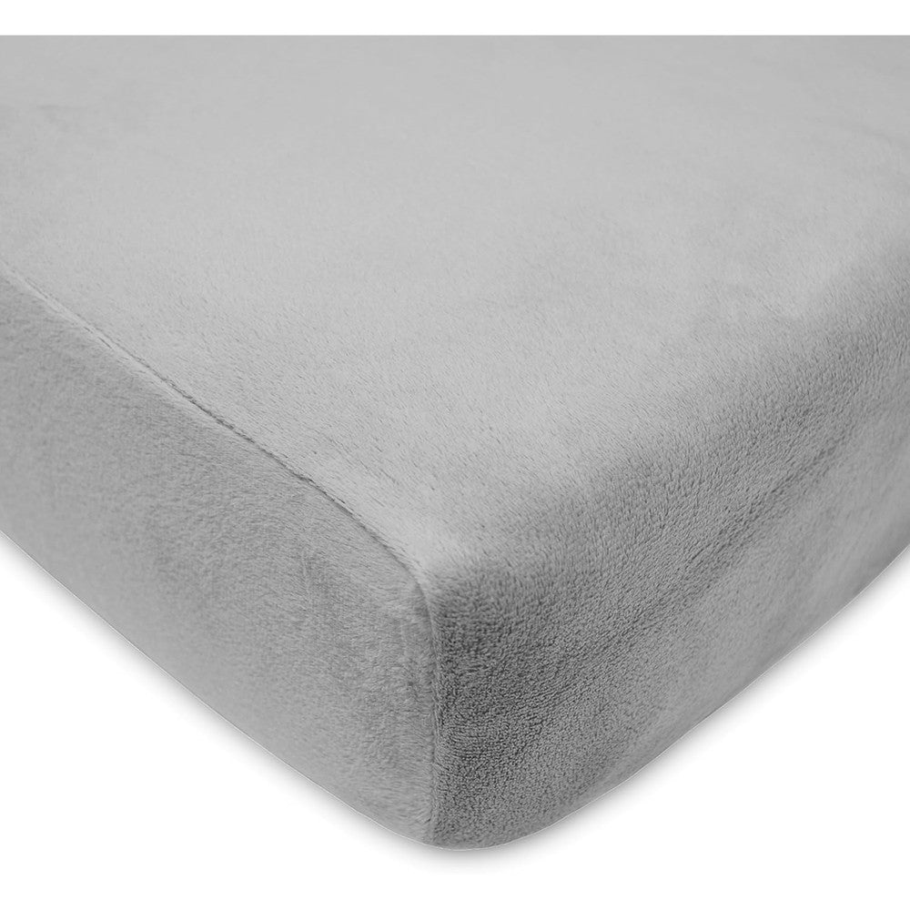 American Baby Company Heavenly Soft Chenille Crib Sheet in Steel Gray front view