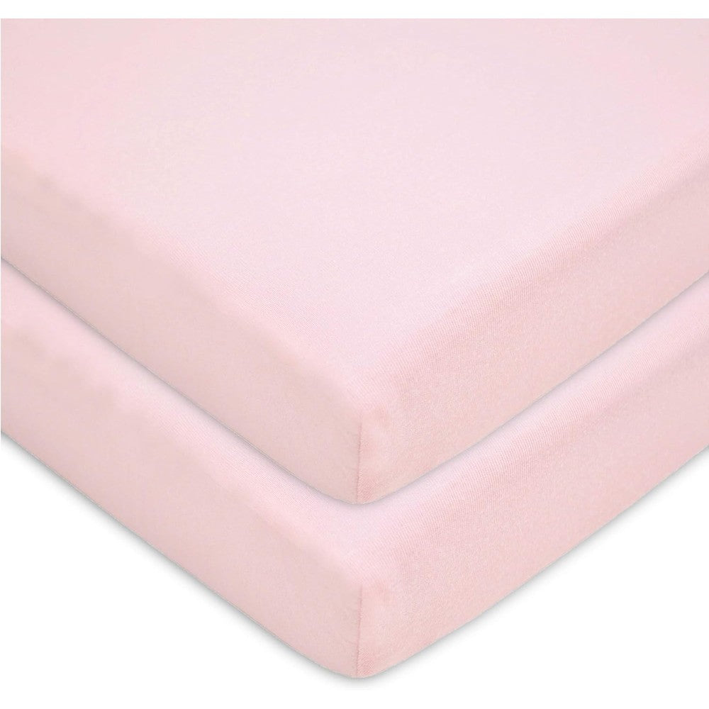 American Baby Company 100% cotton pink mini crib sheets front view